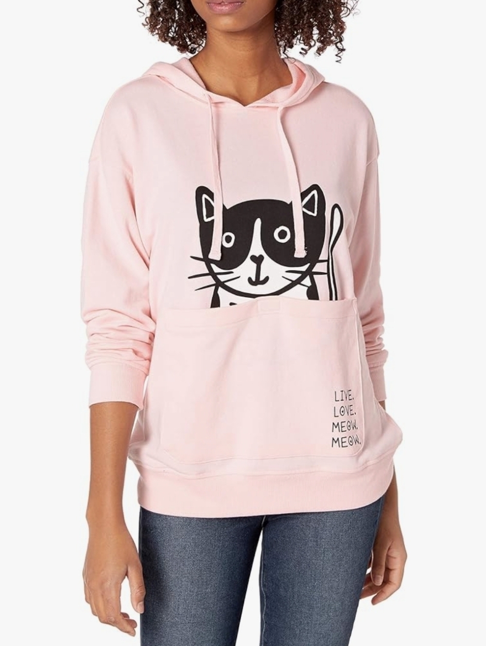 RARE NWOT BOB Skechers Cat In a Pouch Hoodie Womens S Baby Pink Light Terry